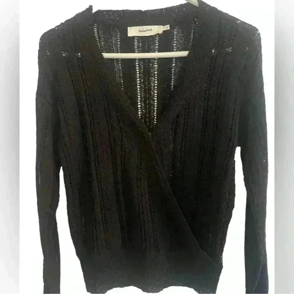 ASTR The Label V-Neck Wrap Black Sweater Size Small